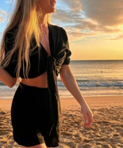 Alternative view of Ensemble short & haut lin noir