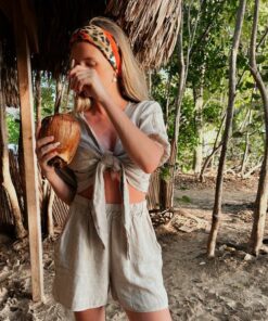 Ensemble short & haut lin beige