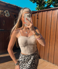 Crop top corset beige