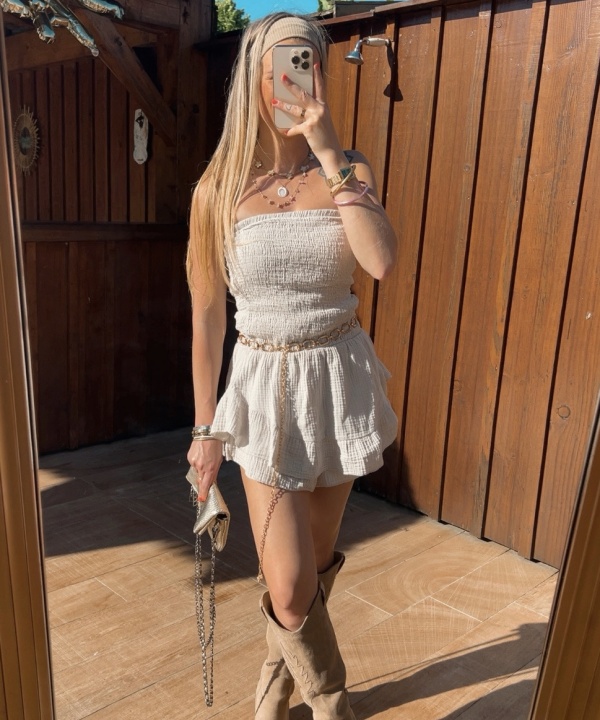 Alternative view of Combishort Bustier beige