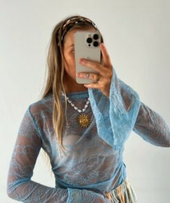 Alternative view of Haut dentelle bleu