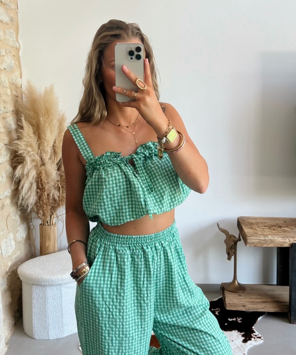 Ensemble Vichy vert