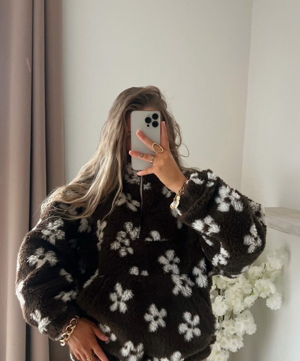 Pull Cocoon fleur choco