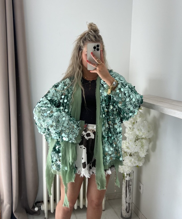 Alternative view of Veste sequin verte